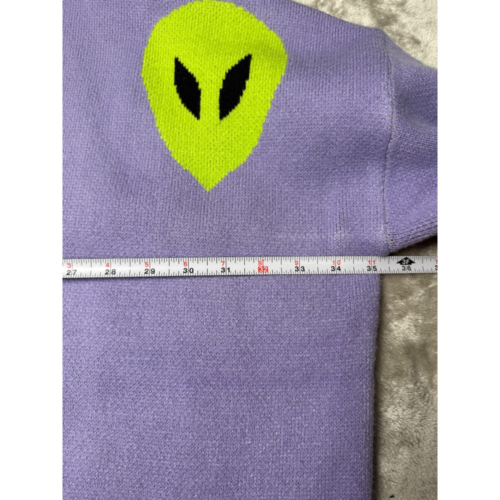 Dressed in LaLa Too Cool For You Oversized Alien Cardigan in Lavender Womens SM - Picture 4 of 6